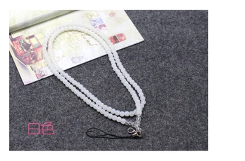 

2016 Newest White Color Neck Pearl Crystal Lanyard Strap For ID Name Badge Key Holder 1pcs
