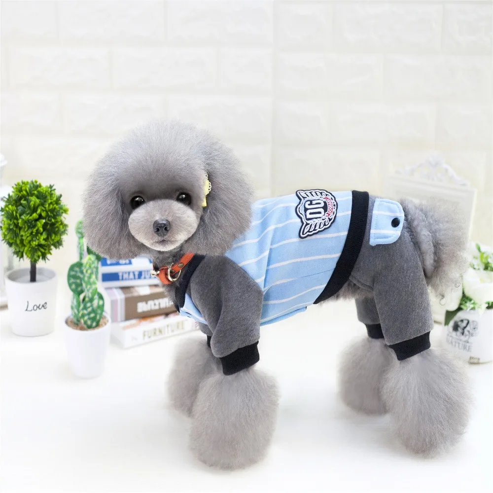 New Dogbaby Striped Baseball Man Style Pet Dogs Coat Small Puppy Dogs