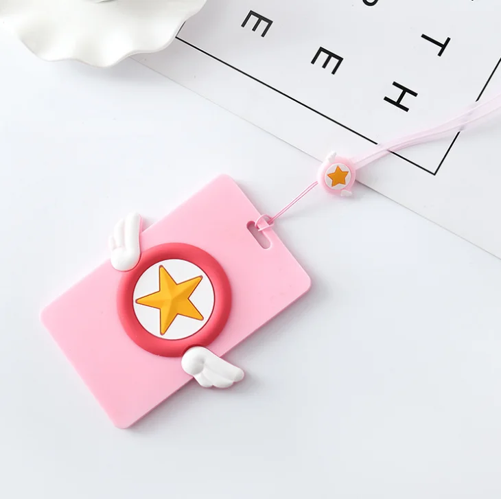 1 шт. Kawaii Cardcaptor Sakura Star Wings Сердце ПУ держатель для кредитных карт канцелярские ПУ Чехлы для карт с веревкой поставки - Цвет: 2