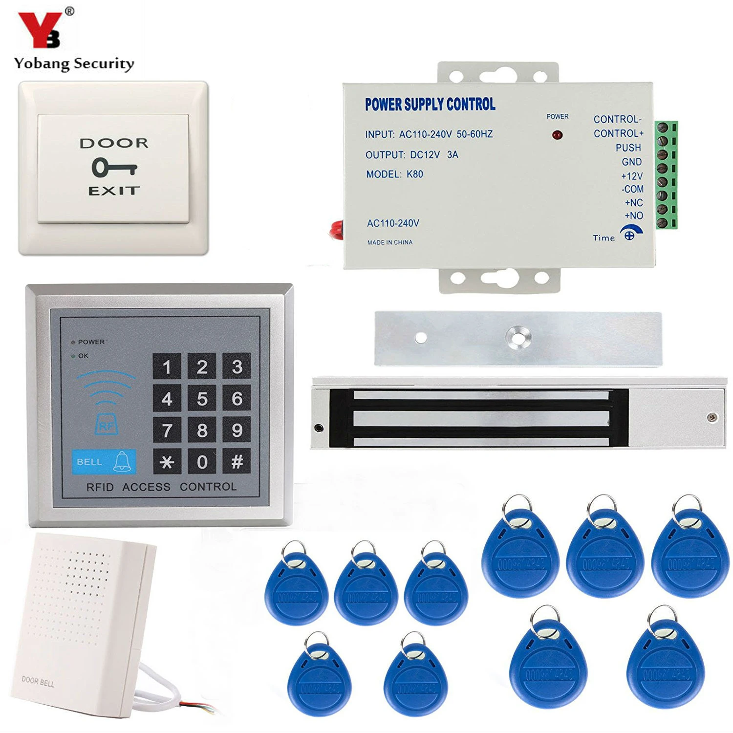 

YoBang Security RFID Access Control System Kit Set With Electronic Lock Password Keypad & RFID Reader DIY Kit For Door Security