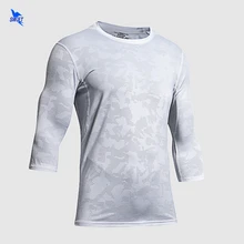 Slim Fit рубашки мужские жаккард с длинным рукавом сетка дышащая Рашгард Фитнес Спортивная одежда быстросохнущая бег тренажерный зал Футболка Топы