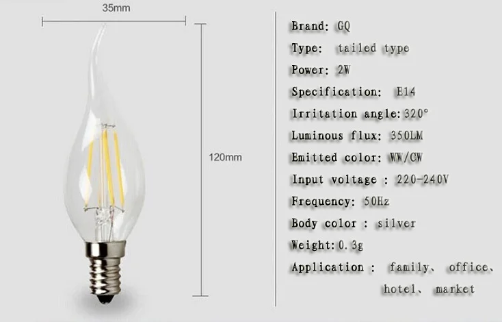 2 шт. CP 2 Вт E14 светодиодный свет с солнечней энергией 85-265 V Светодиодный с вольфрамовой нитью освещение лампы для хрустальная лампа 110 V 120 V 220 V 230 V 240 V