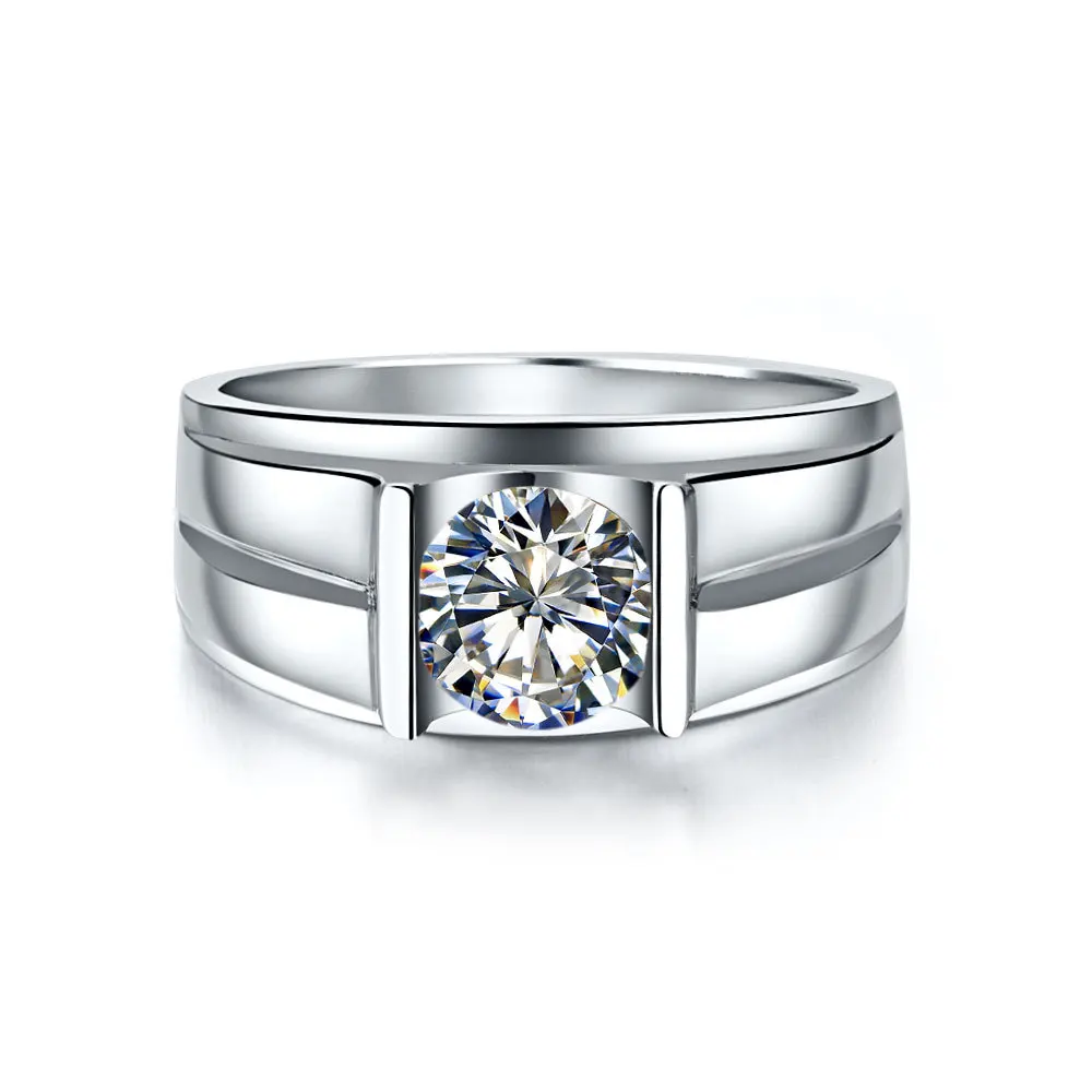 14 karat gold men ring genuine 585 white gold 1ct lab synthetic diamonds wedding anniversary ring - Diamond Wedding Rings For Men 14 karat gold men ring genuine 585 white gold 1ct lab synthetic diamonds wedding anniversary ring - Diamond Wedding Rings For Men