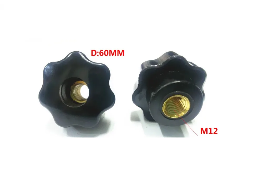 15PCS Bakelite M12*60 Female Brass Thread Lathe Clamping Knob 12mm