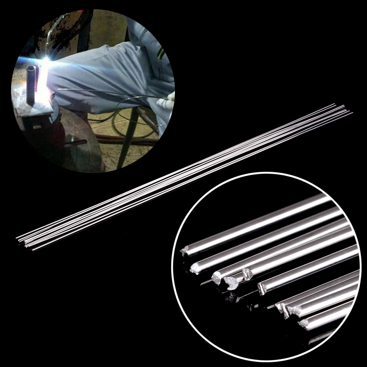 10pcs Metal Aluminum Welding Rod Low Temperature Magnesium Soldering Brazing Stick Rods 1.6mmx45cm Silver