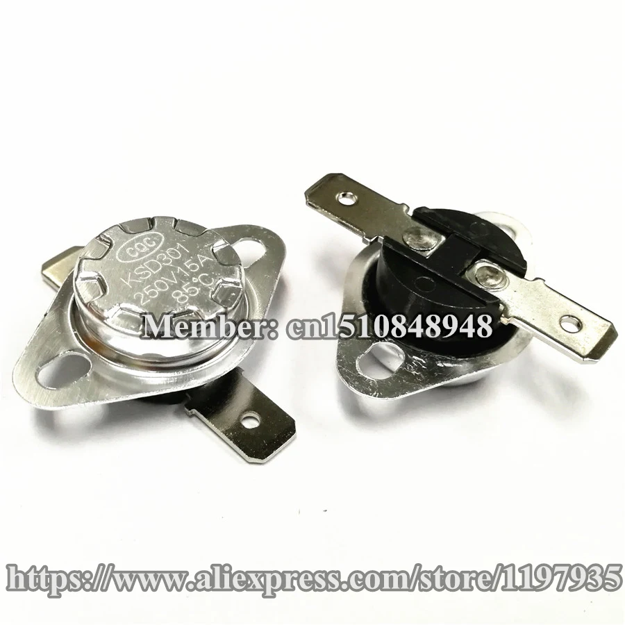

Bimetal temperature temperature control switch KSD301 15A 250V 85 degrees 90 degrees 95 degrees Thermostat Normally Closed