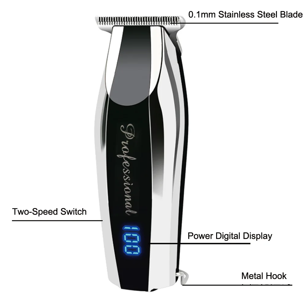 Профессиональная машинка для стрижки волос, высокомощный электрический триммер для волос с цифровым дисплеем, домашний парикмахерский лысый инструмент, бритвенная головка