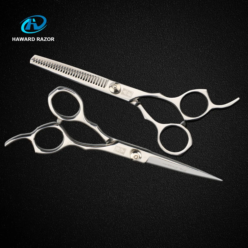 

6 Inch Cutting And Thinning Scissor Salon Hairdressing Set Shears Stainless Steel Hairscissor Regular V Shape Teeth