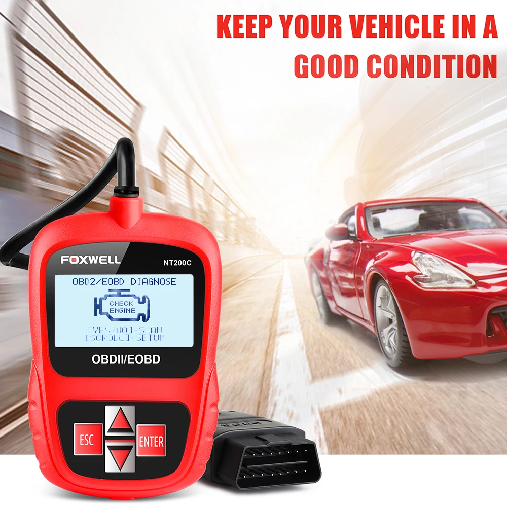 FOXWELL NT200C OBD2 OBDII Автомобильный сканер Код двигателя считыватель сенсор замораживание рамки OBD 2 автомобиля диагностический инструмент лучше, чем ELM327