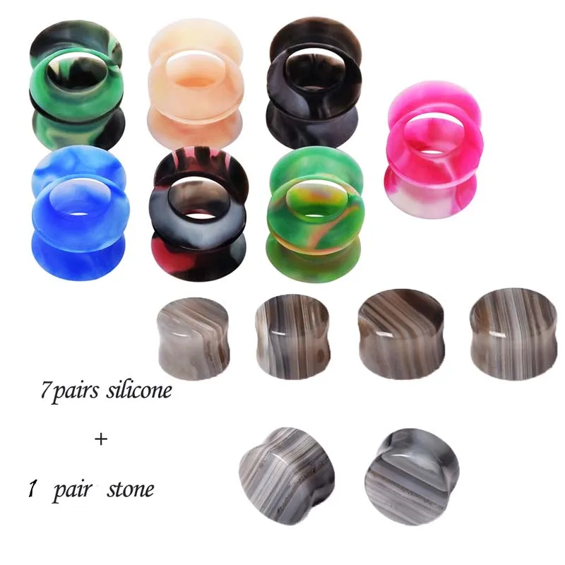 Cheap Price Wholesale 8pairs Ear Expander Flesh Tunnels Plugs Silicone