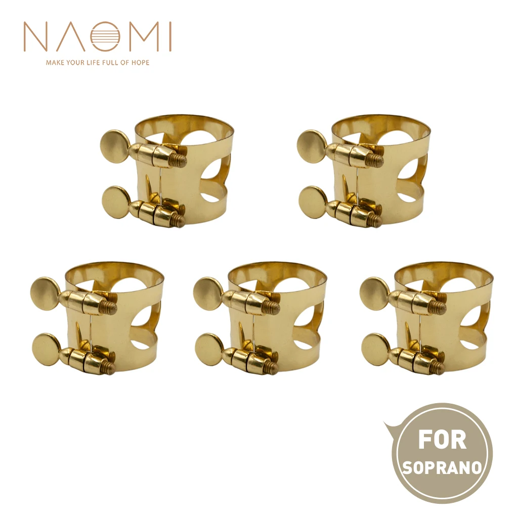 

NAOMI 5PCS Soprano Saxophone Mouthpiece Ligature Metal Ligature For Soprano Sax Mouthpiece W/ Double Screws Woodwind Parts