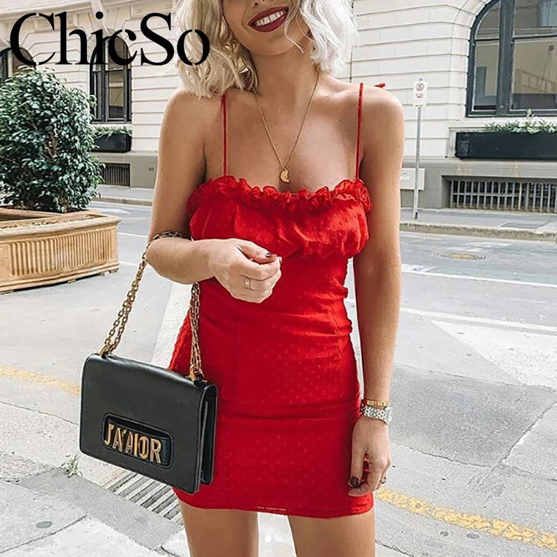 

MissyChilli Sexy ruffles red backless dress Women mini short party dress Summer bodycon club beach holiday dress elegant vestido