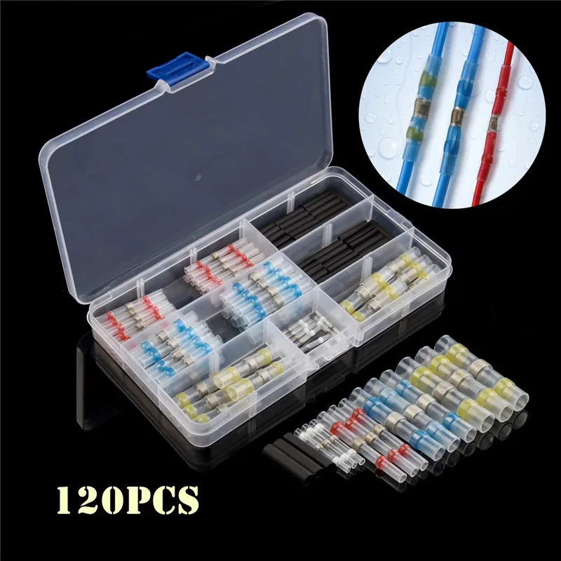 

120Pcs Waterproof Heat Shrink Seal Splice Terminals Solder Sleeve Wire Connectors 26-10 AWG Set Insulated Shrinkable Tubing Kit