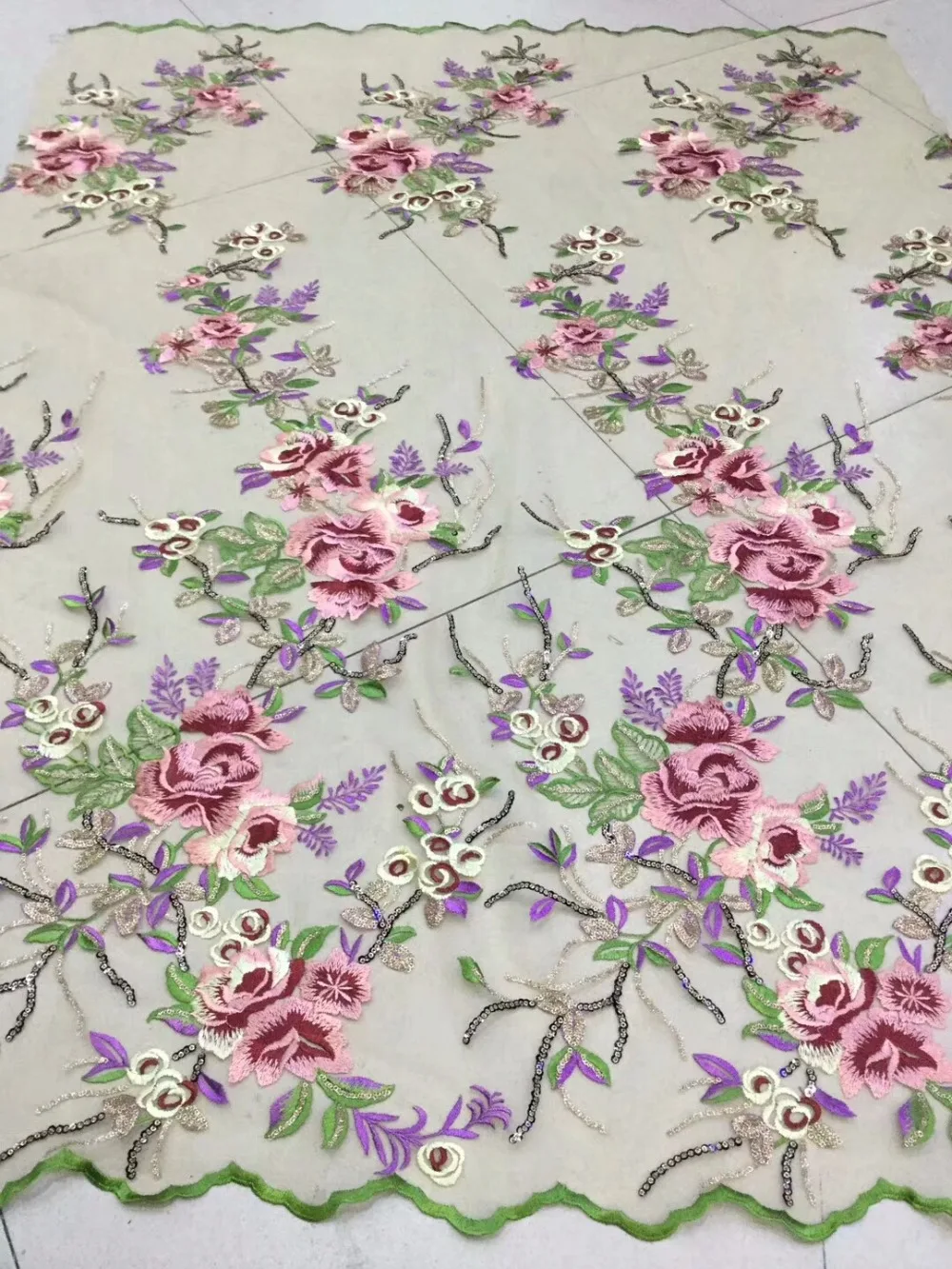 

Newcoming flowrs pattern design African cord lace net material swiss tulle lace fabric 2018 with sequins nigeria lace dpm162