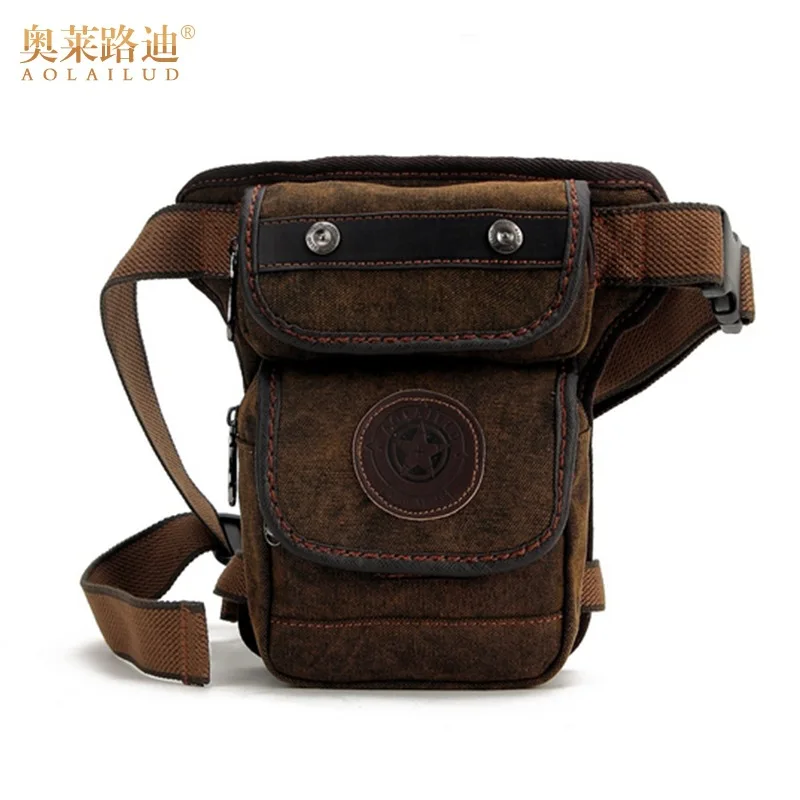 

fashion canvas waist pack waterproof waist leg bag casual Fanny pack belt bag men thigh holster bag military bum hip pouch