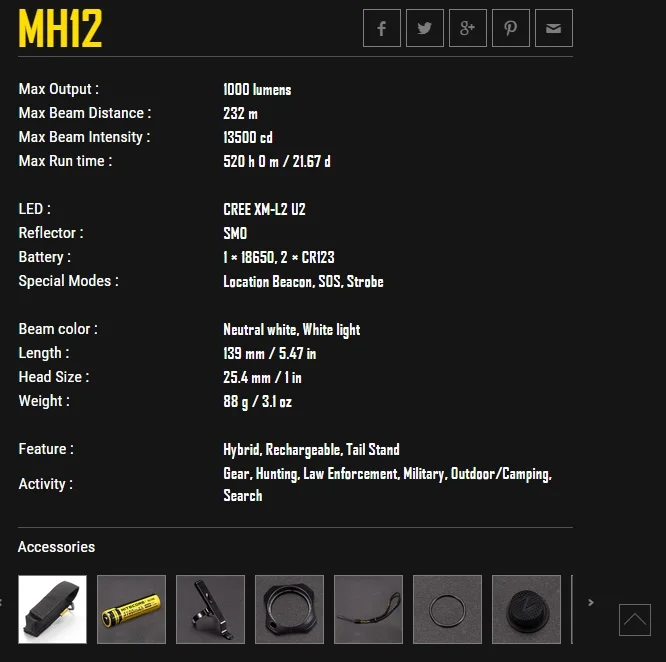 Nitecore MH12 MH12W аккумуляторной фонарик 1000 люмен XM-L2 U2 светодиодный водонепроницаемый с Nitecore 3200 мАч перезаряжаемый аккумулятор