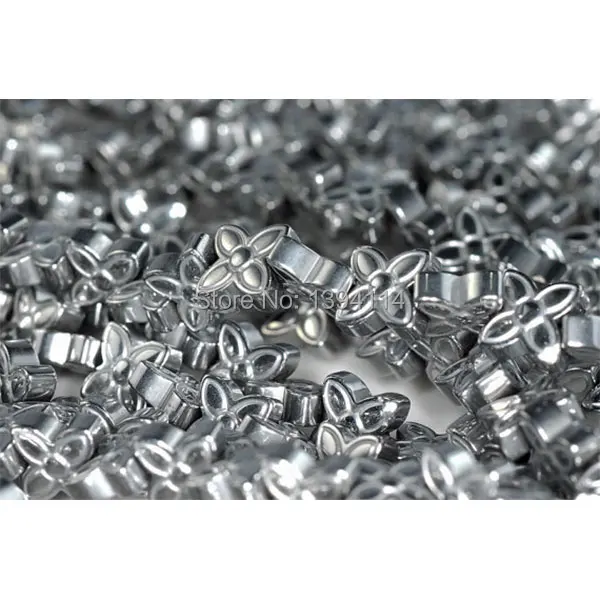 

7mm Titanium Silver Hematite Flower Butterfly 7x7mm Loose Beads 14 inch Full Strand