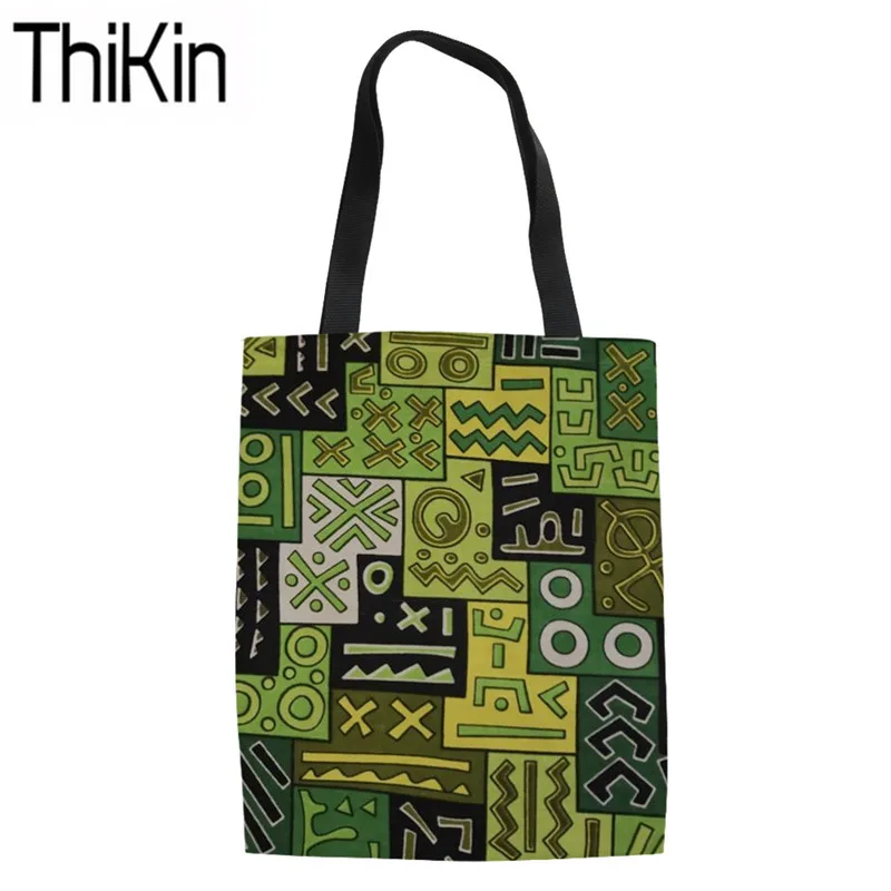 THIKIN Африканской традиционной печати сумки Для Женщин Холст Сумка женская большие сумки на ремне для переработки Эко сумки Bolsa