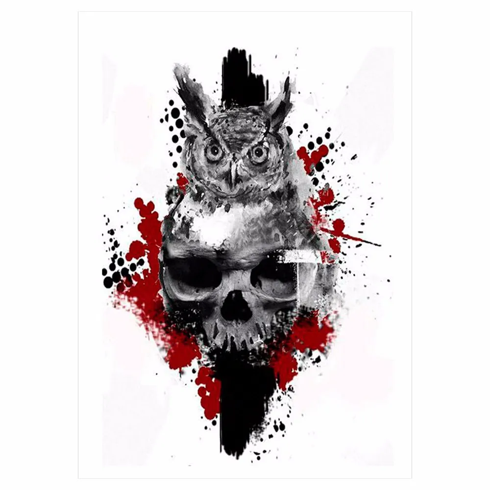 1 PC Water Transfer Fake Tattoo KM-078 Owl Skull Flower Arm Decal Waterproof Temporary Tattoo Sticker Ink for Women Men Body Art (2)