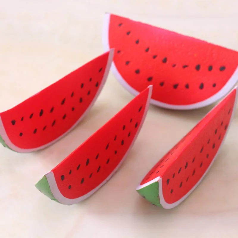 

Squishy PU Fake Watermelon Pieces 51g Artificial Fruits House Kitchen Party Decoration Photography Props Kids Toy