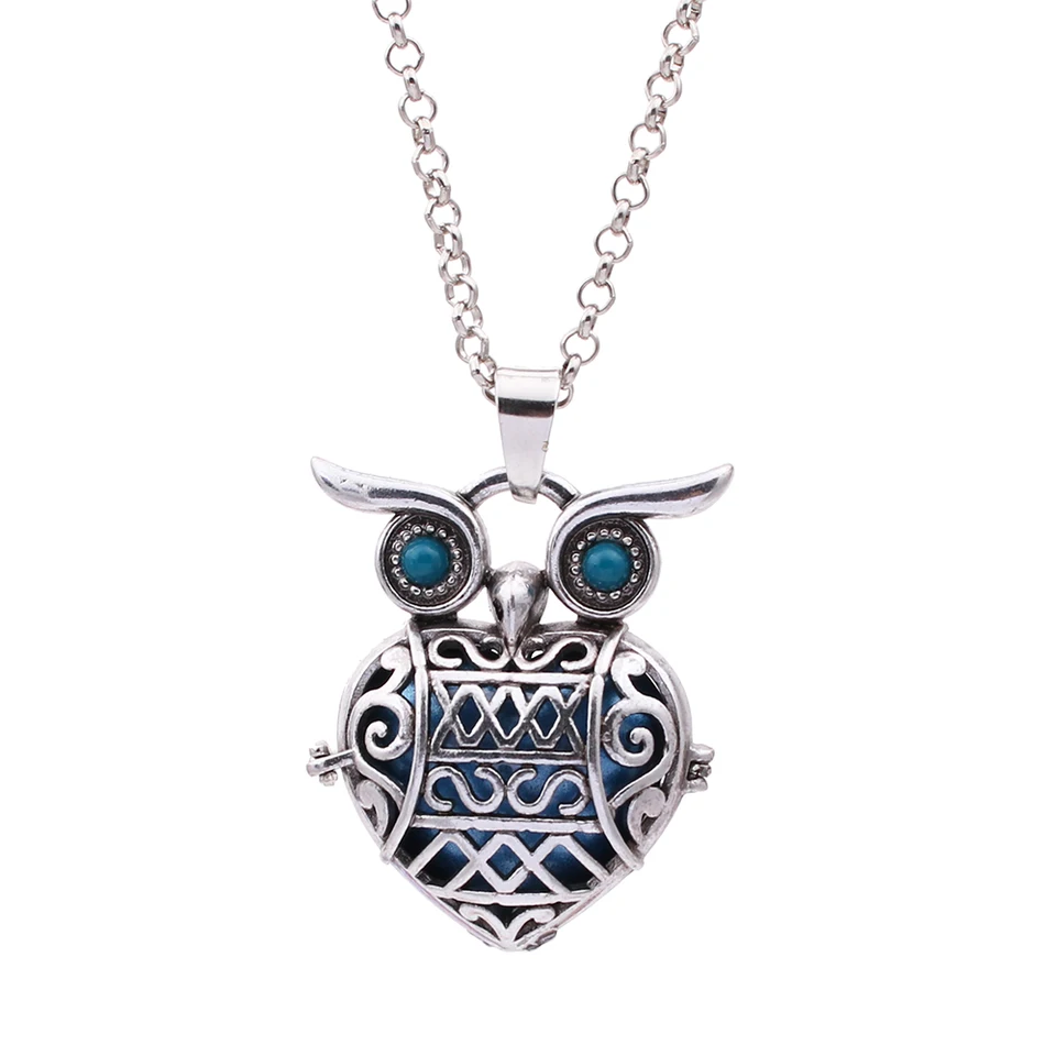 1pc Antique Owl Necklace Mexico Music Sound Chime Angel Ball Antique Owl Necklace Mexico Music Sound