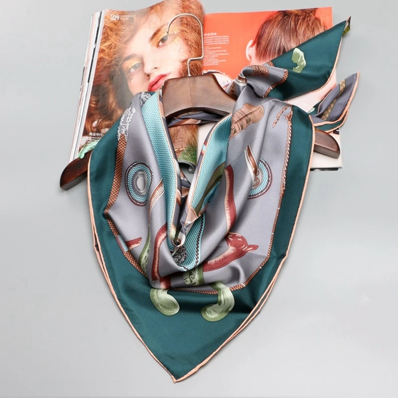 

Fashion Print 100% Silk Scarf Wraps Hijab Foulard Large Square Silk Scarf Shawl Women 88x88cm Quality Hand Rolled
