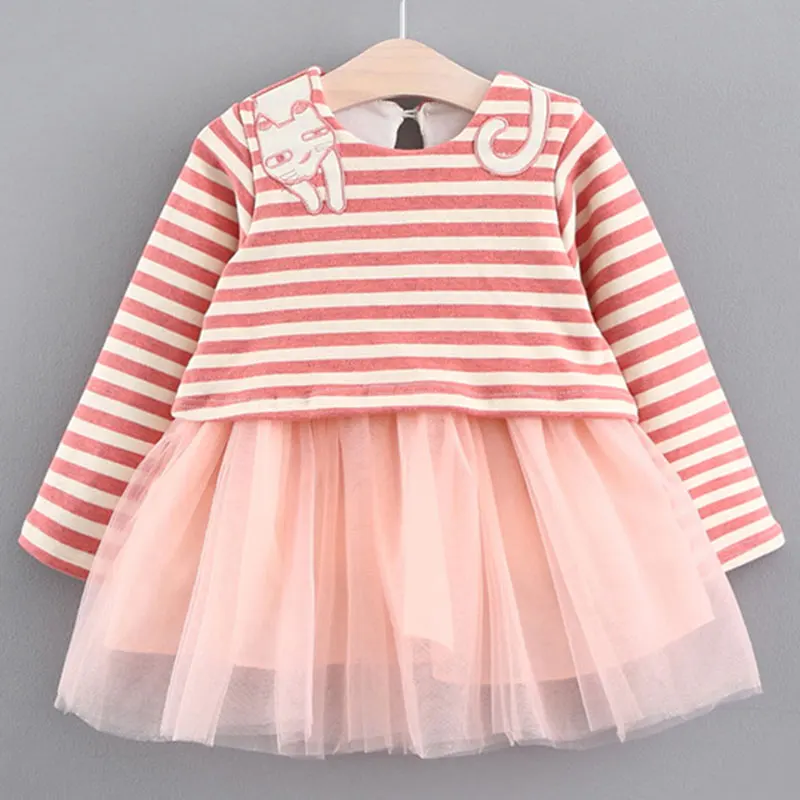 Melario/платье для девочек; коллекция года; зимнее платье для девочек; детская одежда; модные сетчатые платья в горошек с бантом; детское летнее платье принцессы - Цвет: AX275 pink