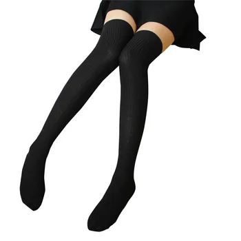 

#4 DROPSHIP 2018 NEW HOT Fashion 1Pair Thigh High Socks Over Knee Stripe Girls Cotton Socks Black White Freeship