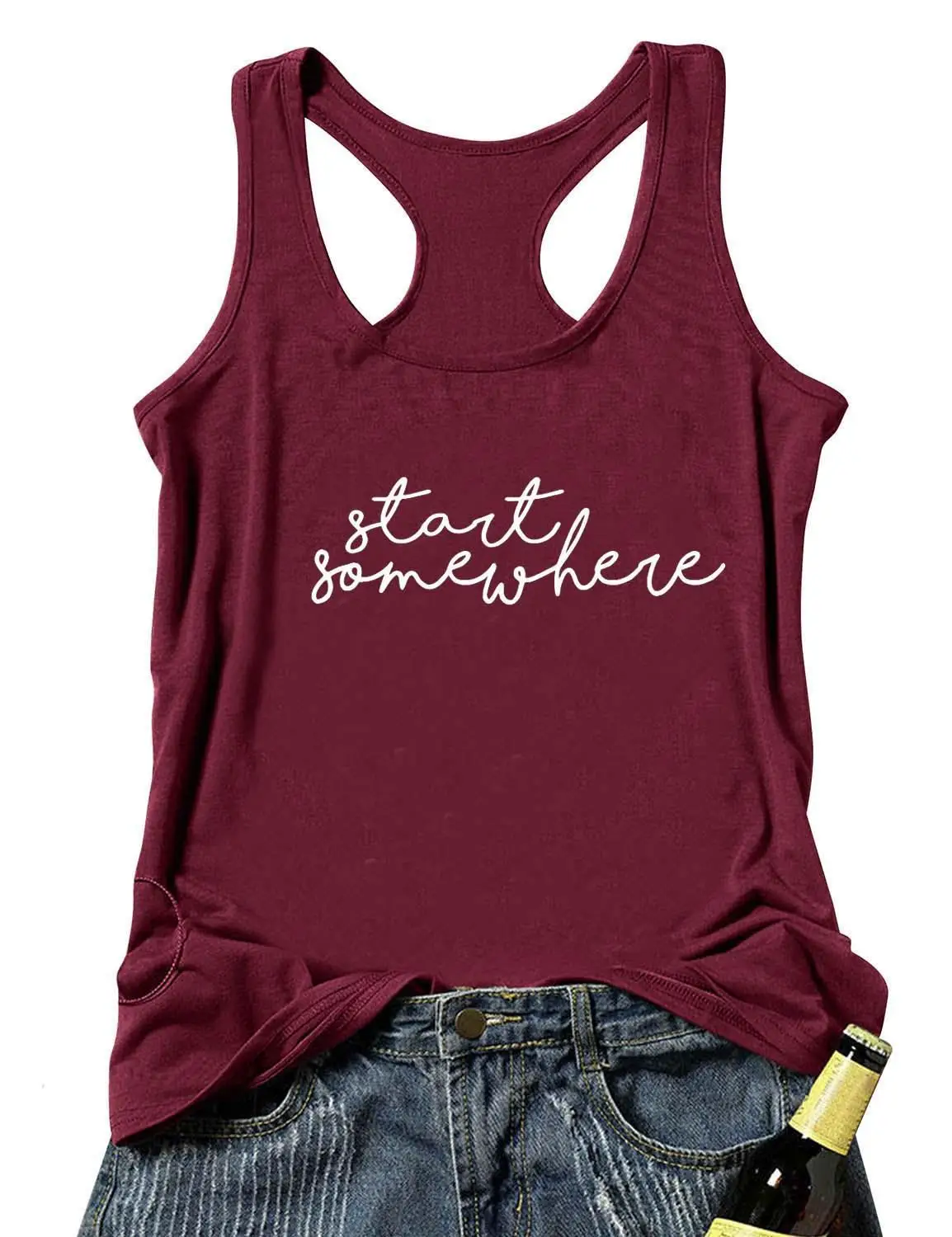 

Vest Start Somewhere Printed New Arrival Summer Funny Casual Women's Tank Tops Call to Action shirt Inspirational Hustle Tanks