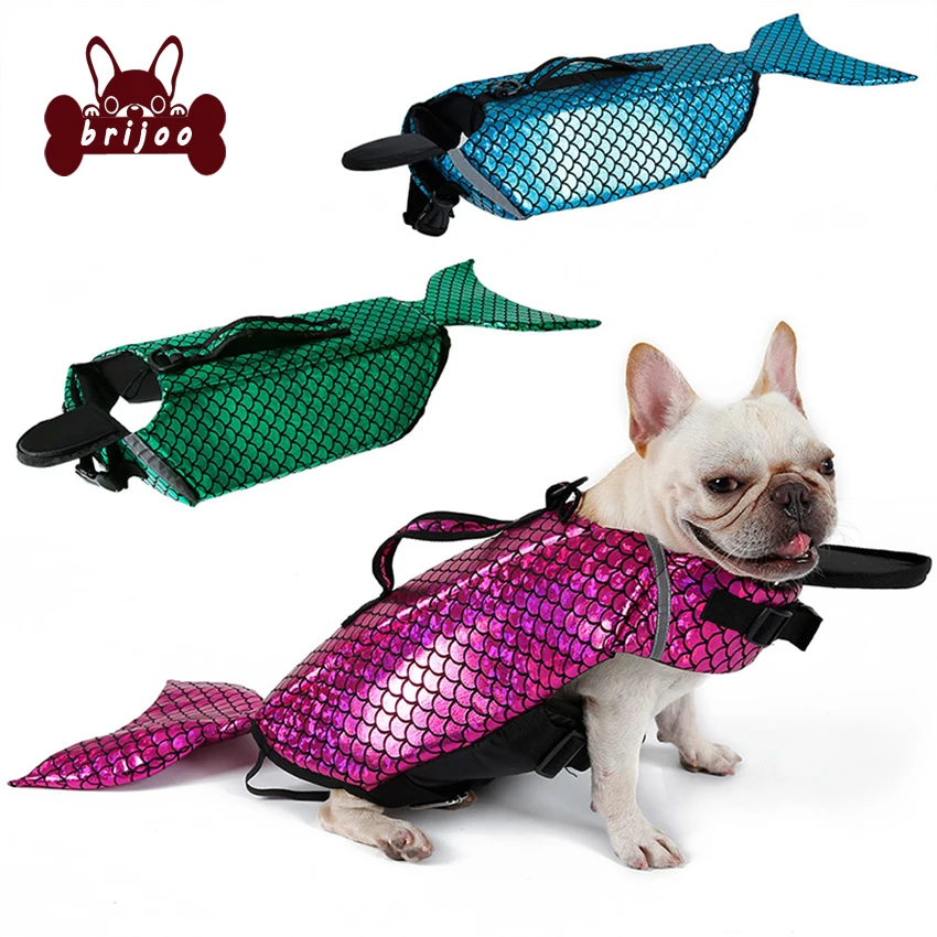 Dog Life Jacket Mermaid Sea-Maid Pet Costume Swimming Clothes Apparel Pet Dog Swimwear Safety Clothes Life Vest Collar Harnes