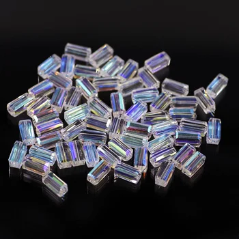 

High quality 100pcs Rectangle white AB color 3*6mm 4*8mm 6*12mm Austrian crystals Loose beads long square shape Beads supply