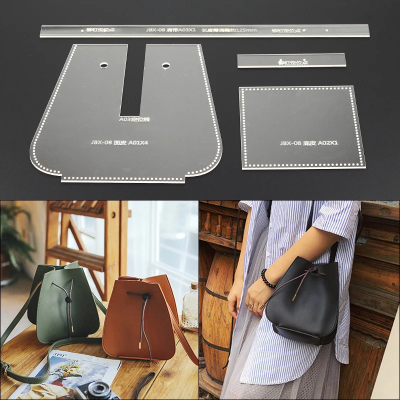 1Set DIY leather Template craft sewing pattern women shoulder bag ...