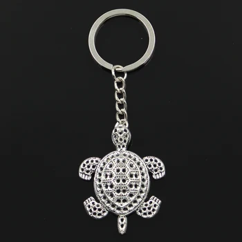 

Fashion 30mm Key Ring Metal Key Chain Keychain Jewelry Antique Silver Color Plated Turtle Tortoise Sea 48x38mm Pendant