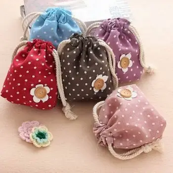 

1 Piece Fashion Korea Stylish Small Cute Dots Flower Multi-functional Drawstring Bag Portable Travel Storage Bag