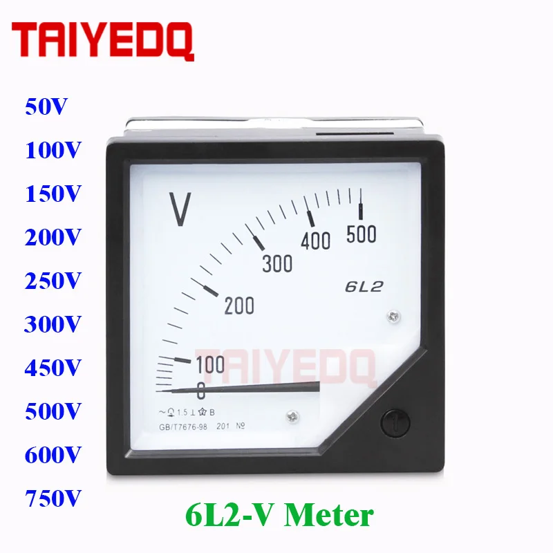 

6L2-V pointer voltmeter analog volt meter 80mm x 80mm AC50V 100V 150V 250V 300V 450V 500V 600V 750V Electric Votage Meter