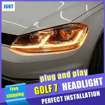 

Car Styling Headlight assembly 2013-2017 for VW golf DoubleU Angel Eye Lens Double Beam H7 hid kit with 2pcs.
