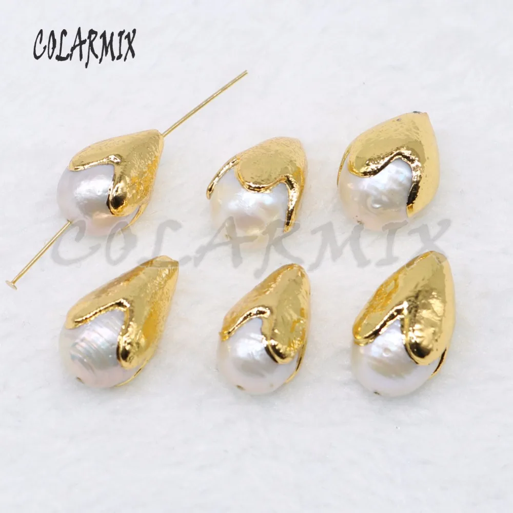 Wholesale Natural tiny pearls Gold color metal plated bead for jewelry