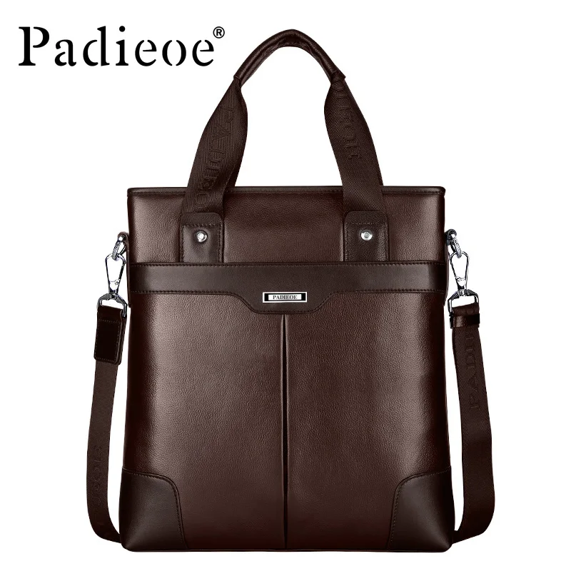 

Padieoe High quality 100% Genuine Leather men's handbag Hot Sale male shoulder bag Fashion Durable men messenger bags Handbag