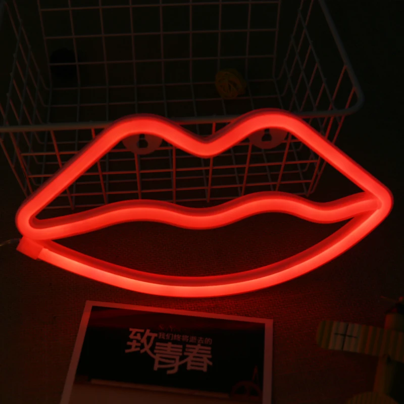 Streifen Licht Us17 Lampe Lippen Hause Wandbehang Decor Batterie 06roten Betrieben Nachtlicht Schlafzimmer Led Weihnachtsbaum Neon Usb PwnkX08O