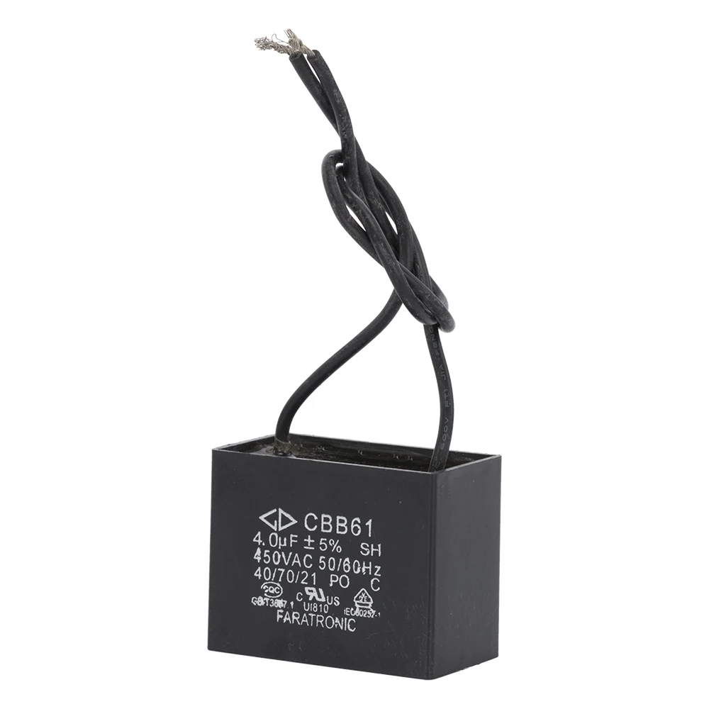 CBB61 4 0 мкФ конденсатор электрического вентилятора с двумя проводами 450V 50/60Hz