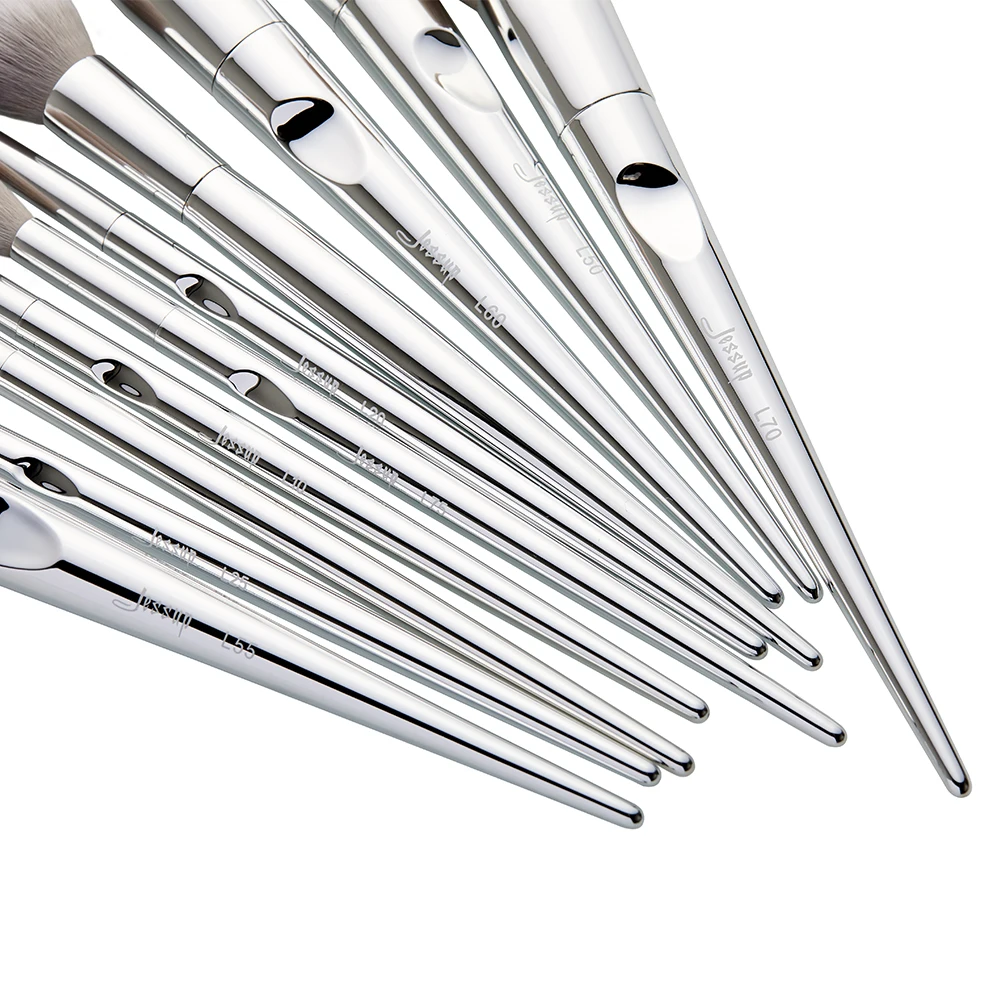 Jessup brush 10pcs Fantasy Silver Makeup brushes beauty Powder Cosmetic bag women blush Foundation Synthetic hair|Аппликатор теней