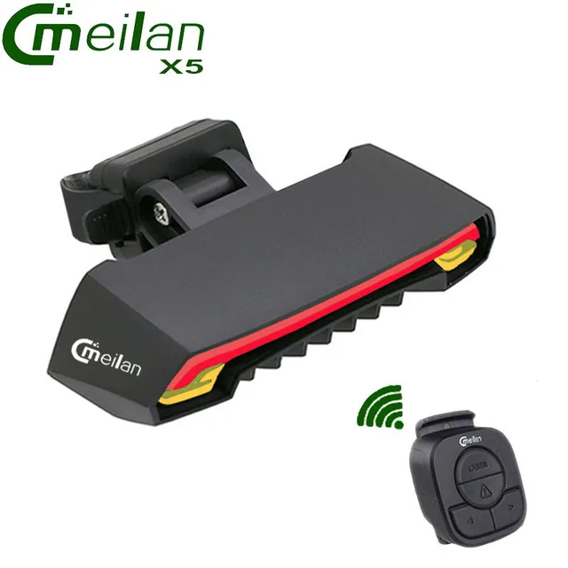 Best Offers Meilan X5 Wireless Bike Bicycle Rear Light laser tail lamp Smart USB Rechargeable Cycling Accessories Remote Turn led 