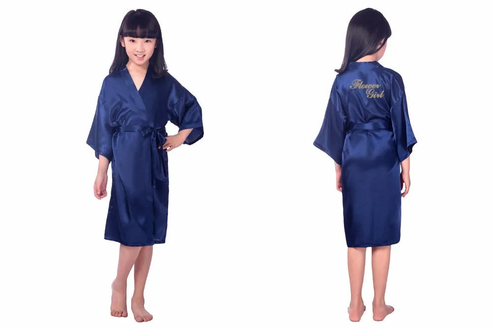 От 4 до 14 лет новые Платья для младенцев халаты однотонный Атлас детский халат подружки невесты детское кимоно халаты Детская ночная рубашка Свадебная вечеринка Халат