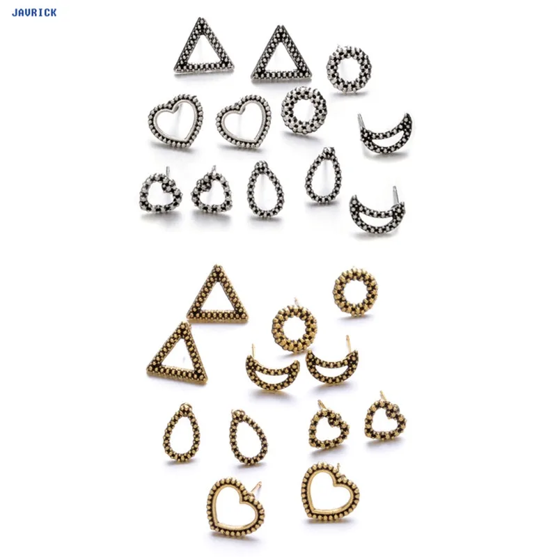 

JAVRICK 6 Pairs Ear Stud Geometric Creative Ethnic Retro Earrings Women Jewelry Fashion Ear Ring Set