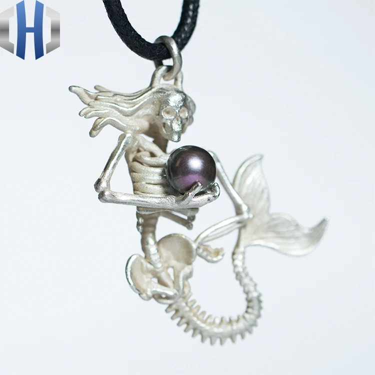 Дизайн ручной работы Серебряная Персонализированная подвеска в виде русалки 925 стерлингового серебра эмаль ожерелье кулон в виде рыбы