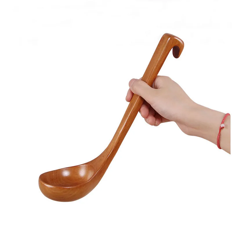 Wooden Long Handle Soup Spoon Wood Ladle Cooking Tools Utensil Kitchen