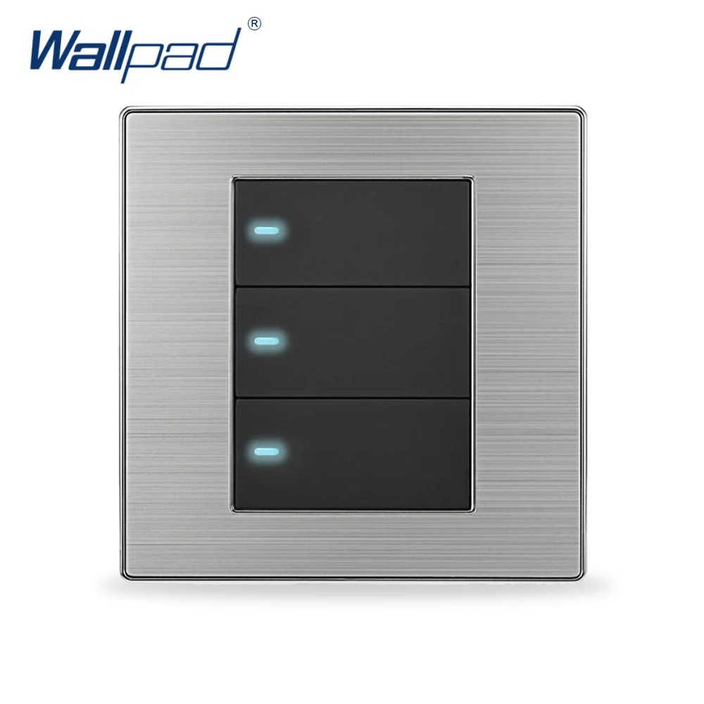 

2019 Hot Sale 3 Gang 1 Way Wall Light Switch Wallpad Luxury Push Button Switches LED Indicator Interrupteur 10A AC 110~250V