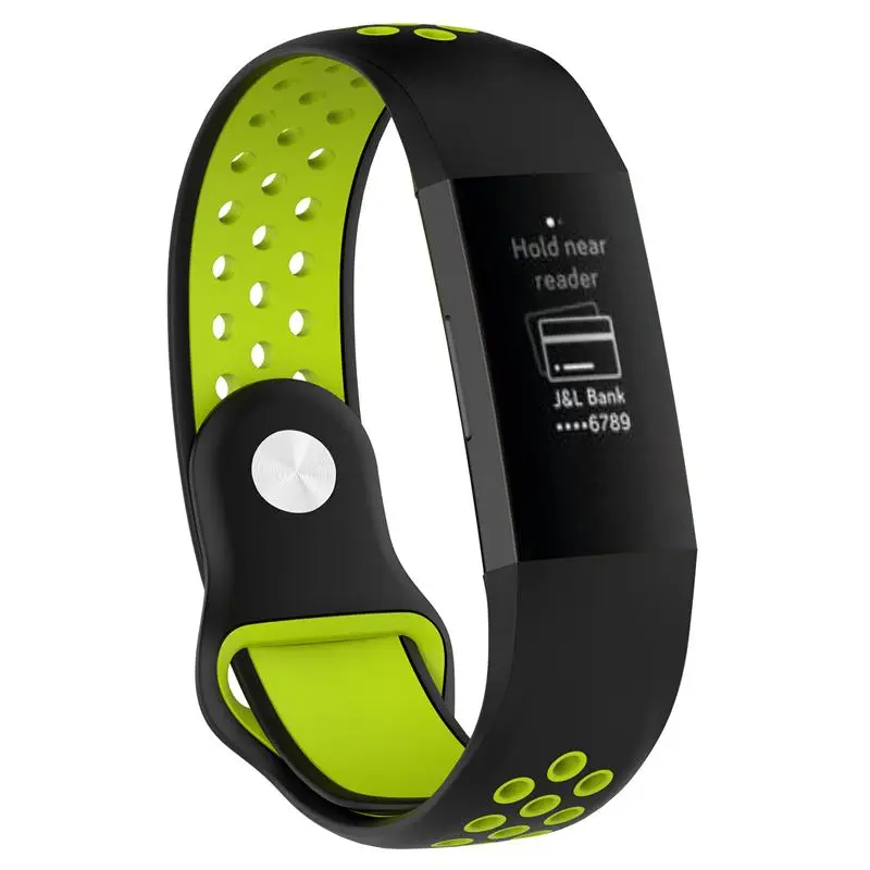 Спортивный ремешок для Fitbit Charge 3 умный браслет Сменные наручные силиконовые часы ремешок для Fitbit Charge3 pulsera correa - Цвет: Black green