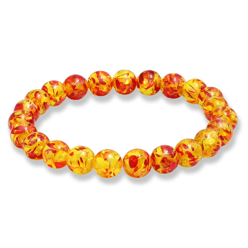 

1 Pcs/set Fashion Charms Accessories Yellow Beeswax Imitation Ambers Beads Bracelet Beaded Elastic Bracelets Unisex Jewelry gift