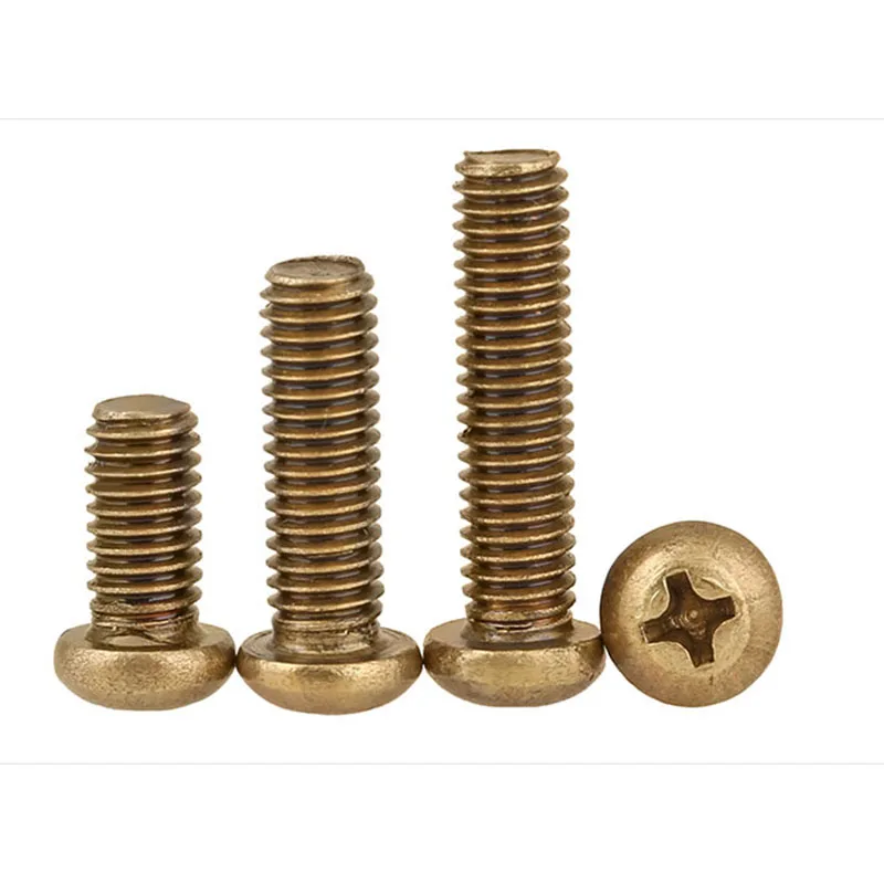 

M4 M5 M6]Copper Screw Copper Round Head Cross Machine Screw Pan Head Screw Round Head Screw 10 Pcs
